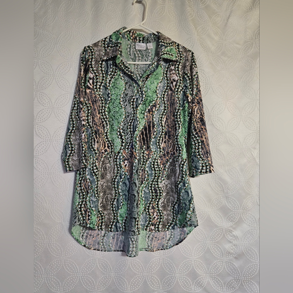 Women With Control Multicolor Patterned Tunic Top - image 1